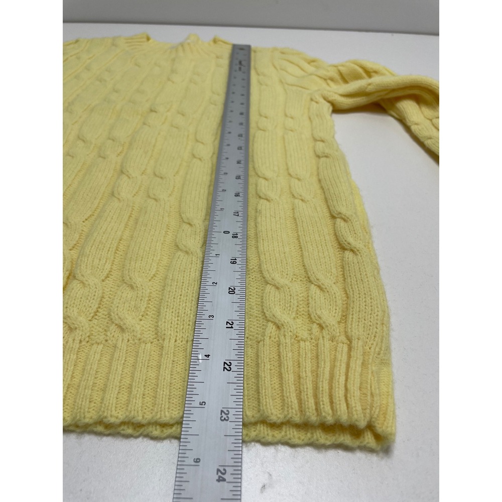Pandora Lemon Yellow Fisherman Cable Knit Vintage‎ Sweater Chunky Preppy Cozy M - Picture 5 of 10